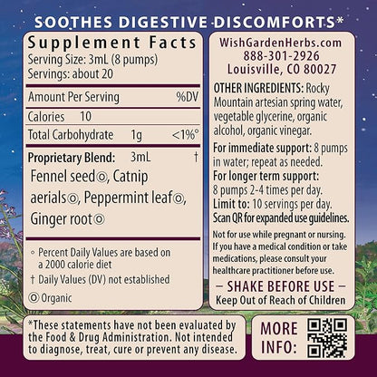 WishGarden Herbs Digestive Rescue GI Normalizer - All-Natural Herbal & Organic Digestive Relief Tincture with Peppermint Leaf, Ginger Root and Fennel Seed, Quickly Soothes Digestive Discomforts, 4oz