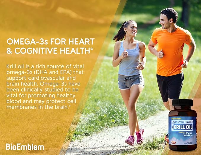 BioEmblem Antarctic Krill Oil Supplement Turmeric Curcumin with Clinically Studied TurmiPure