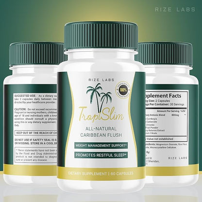 (Official 2 Pack) Tropislim, Tropislim All Natural Caribbean Flush, Weight Loss Supplement, Tropislim Slimming Capsules for Women, Healthy Lifestyle + Leaner Physique, Tropical Reviews (120 Capsules)