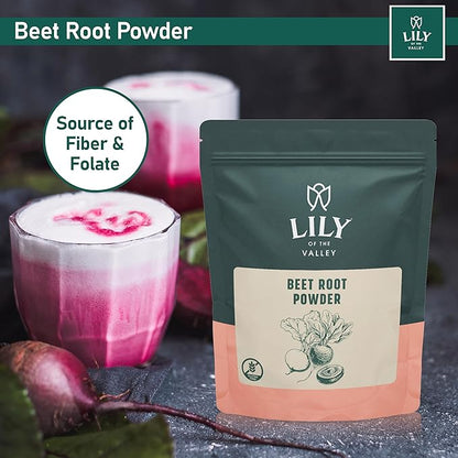 LILY OF THE VALLEY Beet Root Powder - Plant-Based Superfood Powder for Cooking, Baking & Smoothies - Natural Nitric Oxide Source - Vegan & Gluten-Free - Packed in Resealable Pouch (8oz, 226g)