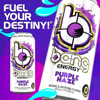 Bang Energy Drinks - 6, 16 ounce cans (Purple Haze)