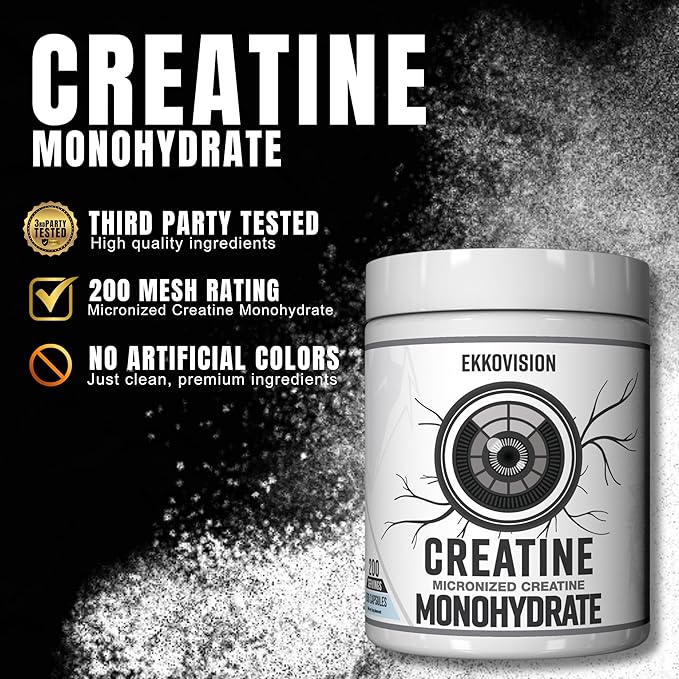 Creatine Monohydrate Capsules, Micronized, Capsules, Pre Workout & Post Workout Supplement for Men and Women, Energy Support, Smoothies & Beverages, 200 Servings