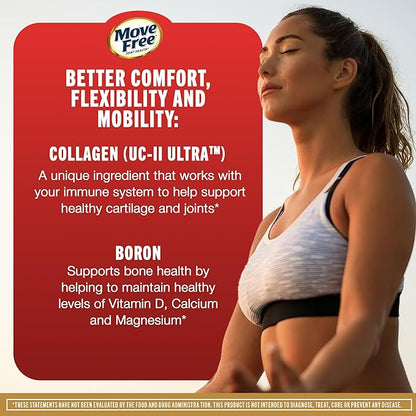 Move Free Ultra Triple Action Joint Support Supplement - Type II Collagen Boron & Hyaluronic Acid - Supports Joint Comfort, Cartiliage & Bones in 1 Tiny Pill Per Day, 30 Tablets (30 servings)*