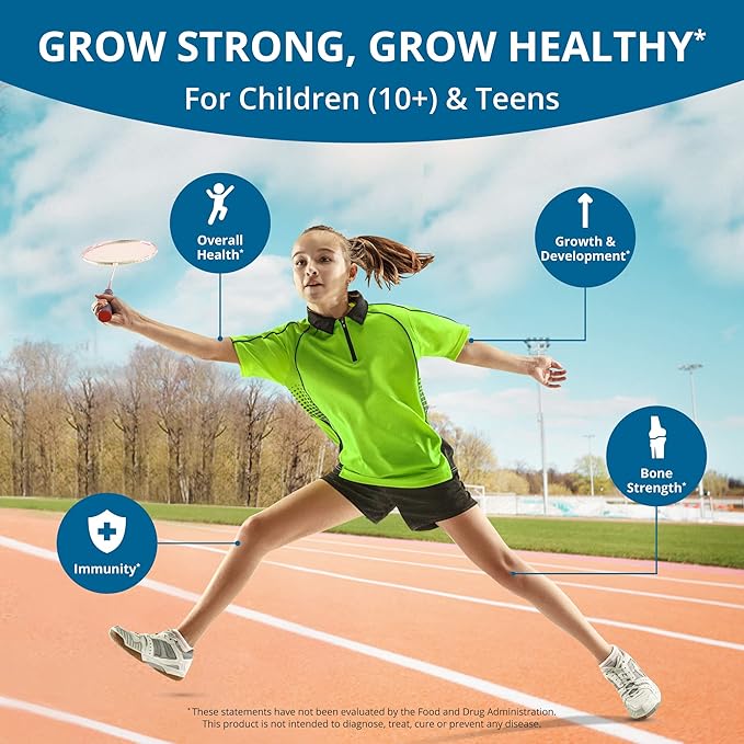 NuBest Grow Power Height Supplement with Calcium, Magnesium, Vitamin D3, Zinc for Age 10+ Height Growth, Grow Taller, Increase Height Growth Natural - Free of Growth Hormone - 60 Growth Capsules