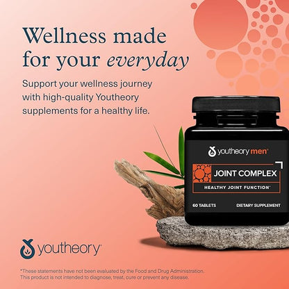 Youtheory Men's Joint Complex - Hydrolyzed Collagen Supplement for Men with Boswellia Extract, Turmeric & Ginger - Joint Support Supplement - Dairy, Soy & Gluten Free - 60 Tablets