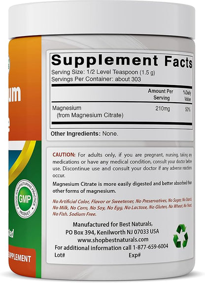 Best Naturals Magnesium Citrate Powder 1 Pound (1 LB (Pack of 2))