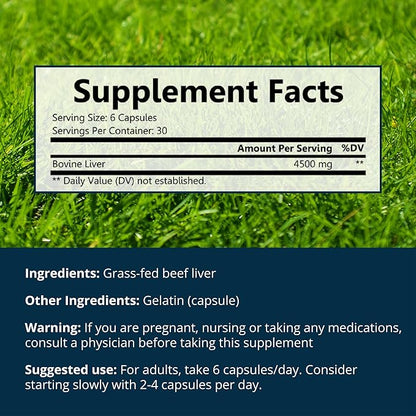 Dr. Boz - Beef Liver Capsules, 30 Servings - 4500mg Cow Liver - Energy, Immunity, & Health - Vitamin A, B12, Zinc, & Iron Supplement - Grass Fed & Pasture Raised Cows - Made in The USA - Self Care
