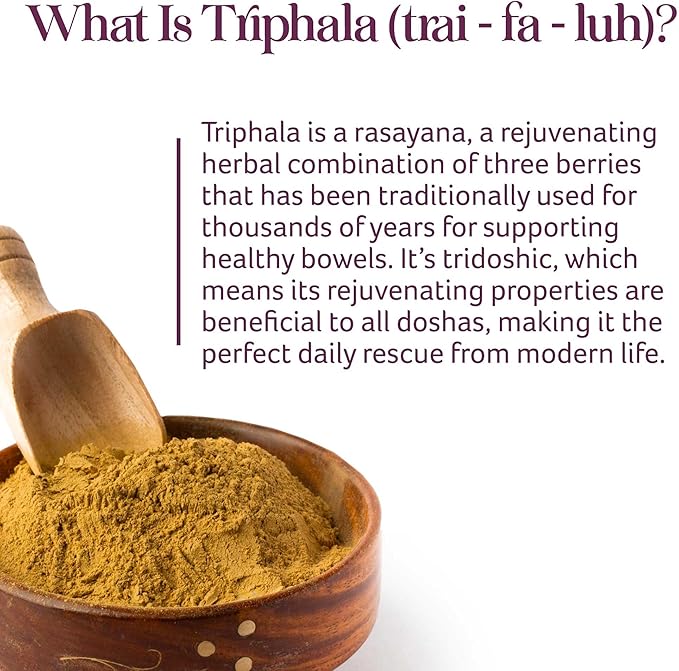 Dr. Chaudhary’s Prajna Ayurveda Triphala with Amla, Haritaki & Bibhitaki is a Rejuvenating Formula that is Traditionally used for Proper Digestion & Elimination, Vegan, Gluten-Free, Soy-Free, Organic