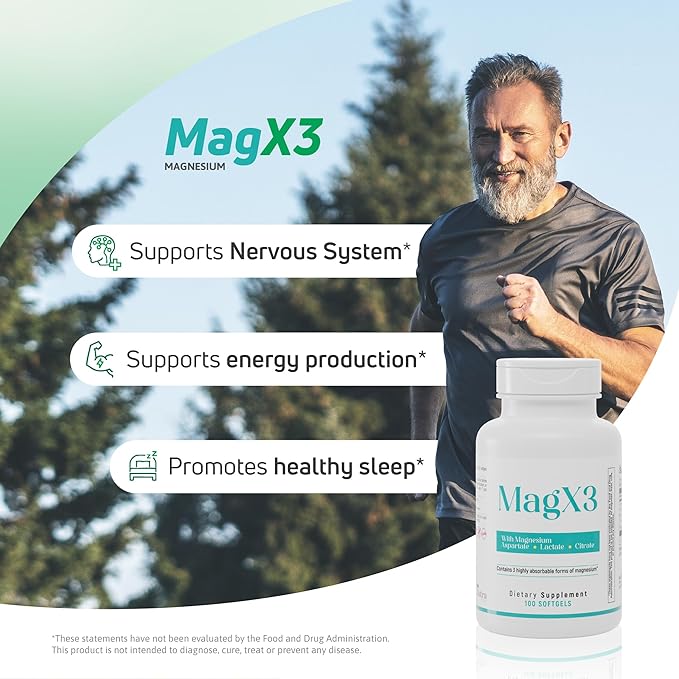 Nutra Mag X3 Triple Magnesium Complex –Super Calm Stress Relief & Cortisol Reducer, Magnesium Aspartate, Citrate & Lactate Formula for Nerve Health & Wellness Best Magnesium Supplement for Women & Men