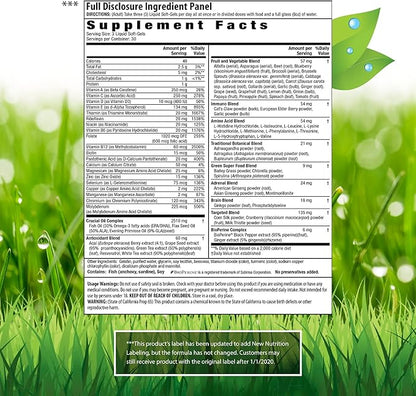 Irwin Naturals Women's Living Green Liquid-Gel Multi Vitamin - 90 Liquid Softgels - 70 Essential Nutrients, Full-Spectrum Vitamins, Wholefood Blend - Targeted Adrenal & Brain Support-30 Total Servings