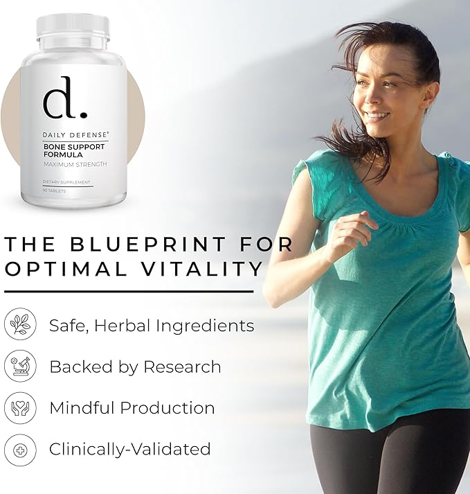 Calcium Supplements for Women & Men - Daily Defense Bone Support Formula with Calcium 1000mg, Magnesium, L-Lysine HCl, & More - for Better Flexibility & Mobility - 90 Easy to Swallow Calcium Tablets