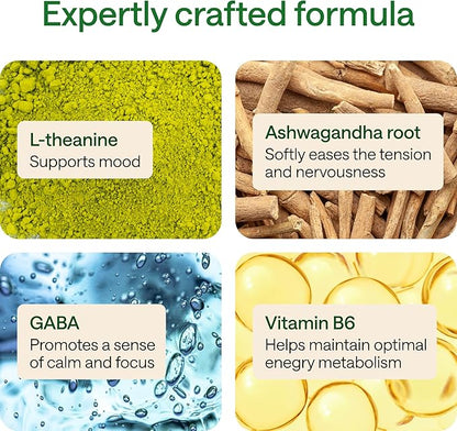 Ashwagandha, GABA, L-Theanine Supplement Complex – Ashwagandha Supplements for Sleep, Mood, Bodily Comfort – Ashwa 400mg, L Theanine 100 mg, 2.5X GABA 100mg – 60 Capsules