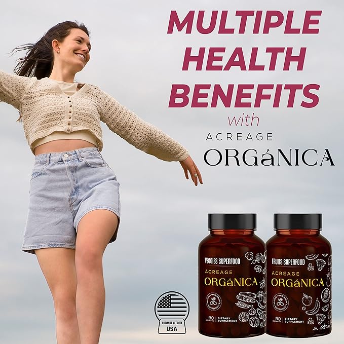 Fruits and Vegetables Supplements | Whole Foods Energy Supplements with 36 Fruit & Vegetable Blend Superfood | Essential Vitamins and Minerals | 90 Fruit & 90 Veggie Capsules