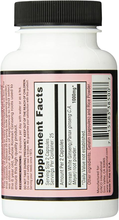 Imperial Elixir Korean White Ginseng, 500 Mg, 50 Count