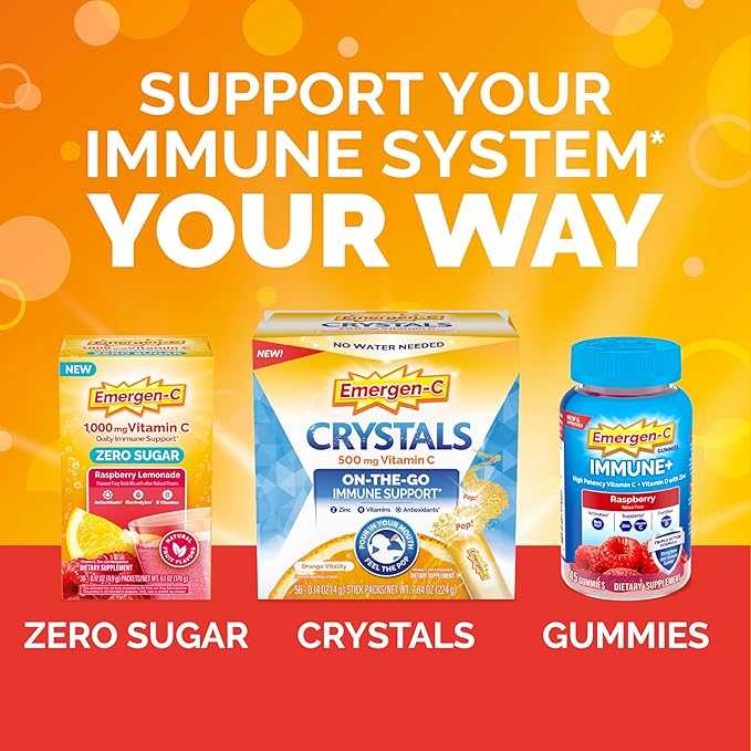 Emergen-C 1000mg Vitamin C Powder, with Antioxidants, B Vitamins and Electrolytes, Immunity Supplements for Immune Support, Caffeine Free Fizzy Drink Mix, Pink Lemonade Flavor - 30 Count