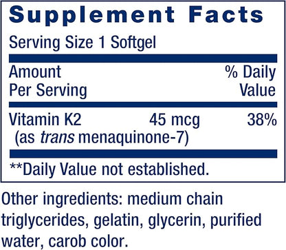 Life Extension Low Dose Vitamin K2 – Supports Arterial Health – Non-GMO, Gluten-Free – 90 Softgels