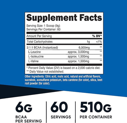 Nutricost BCAA Powder (Orange Mango, 60 Servings) - 2:1:1 Optimal Ratio, Gluten Free, Non-GMO, Vegetarian