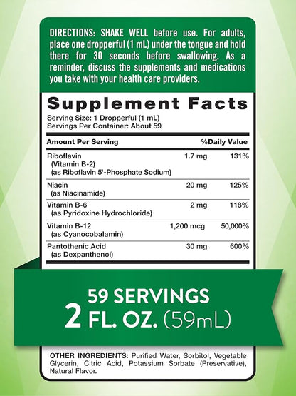 Nature's Truth Sublingual B Complex | with B12 | 2 Fluid Ounces | Berry Flavor | Vegetarian, Non-GMO & Gluten Free Supplement