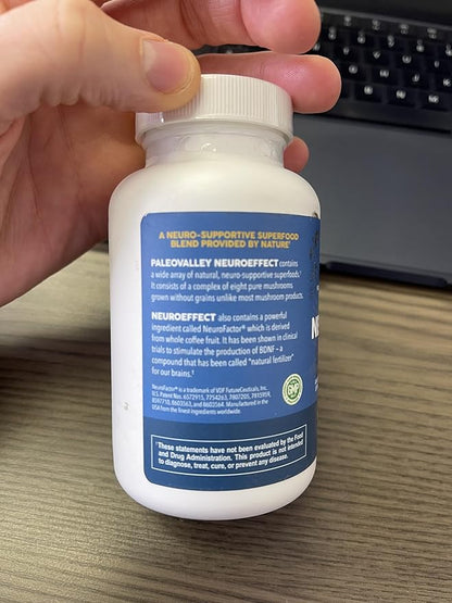Paleovalley NeuroEffect - Neuro Mushroom Coffee Nutritional Supplement for Focus, Memory, and Energy Support - 28-Day Supply - 8 Full Spectrum Mushroom and Whole Coffee Fruit Extracts