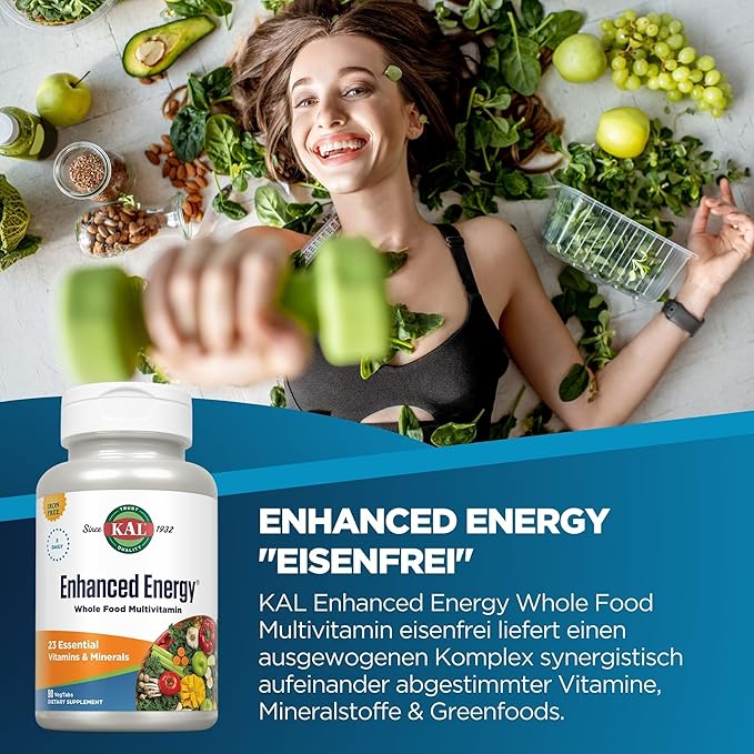 KAL Enhanced Energy Iron Free Tablets, 90 Count