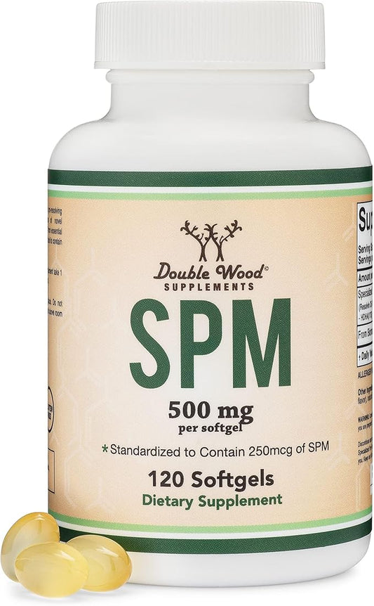 SPM Max (Specialized Pro-Resolving Mediators) 120 Softgels, 500mg (Only Product Standardized and Third Party Tested to Contain Active SPMs, Check The Supplement Fact Panel) by Double Wood