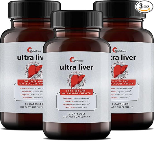 Ultra Liver Supplement for Liver Health and Gallbladder Support - Powered by TMG, NAC Milk Thistle, and More - 60 Capsules - 3 Pack