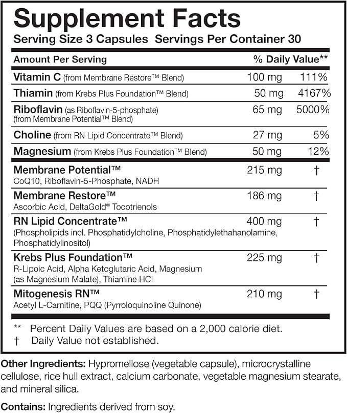 Researched Nutritionals ATP 360 Mitochondrial Supplements - ATP Supplements with Coq 10 & Vitamins for Energy Support - Help Repair Mitochondrial Membranes (90 Capsules)