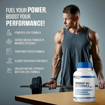 EPN Supplements Doc Certified || 9-in-1 Tongkat Ali || Maximize Blood Flow, Increase Mood & Stamina | Ultra Potent Formula w/ 9 Powerful Ingredients | 3rd Party Tested + USA Made - 60 Capsules