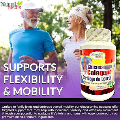 GLUCOSAMINE CHONDROITIN + HYDROLYZED Collagen + Shark Cartilage - Premium Joint Support - Advanced Joint Health Formula 100% Peruvian Supplement