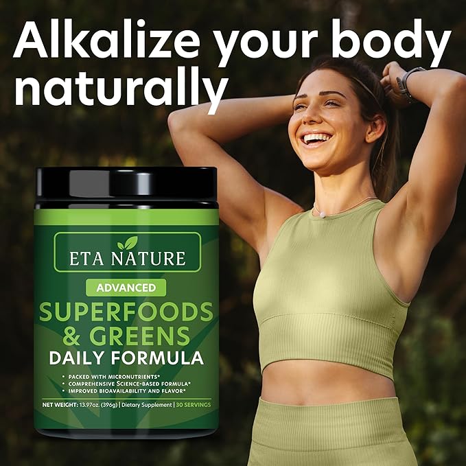 50 Super Greens Powder - Greens Superfood Powder with Fruits and Vegetables Supplements - Supergreens Green Powder for Energy, Digestion, Vitality & Immunity - 30 Servings Vegan and Non-GMO