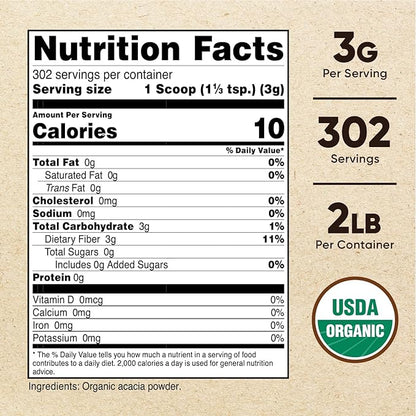 Nutricost Organic Acacia Fiber Powder (2 LB) - USDA Certified Organic, Non-GMO, Gluten Free