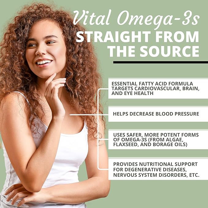 Optimal Health Systems EFA | 1,000 mg from Borage, Flaxseed, and Algae Oil | Safer, Plant-Based Blend | Essential Fatty Acid Supplement | 60 Capsules