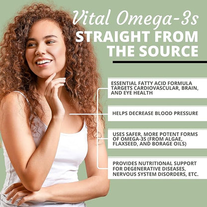 Optimal Health Systems EFA | 1,000 mg from Borage, Flaxseed, and Algae Oil | Safer, Plant-Based Blend | Essential Fatty Acid Supplement | 60 Capsules