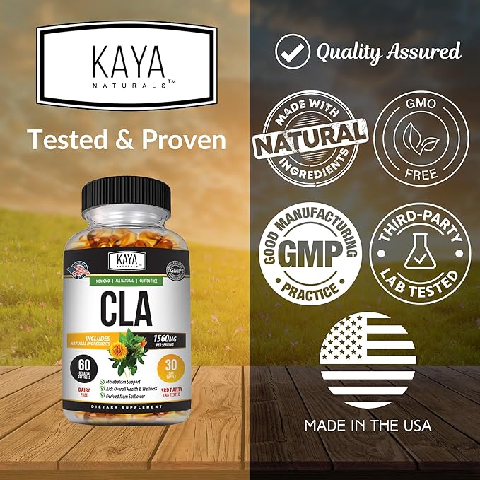 Kaya Naturals CLA Capsules – Conjugated Linoleic Acid – Non-GMO & Gluten-Free (60 Count (Pack of 1))
