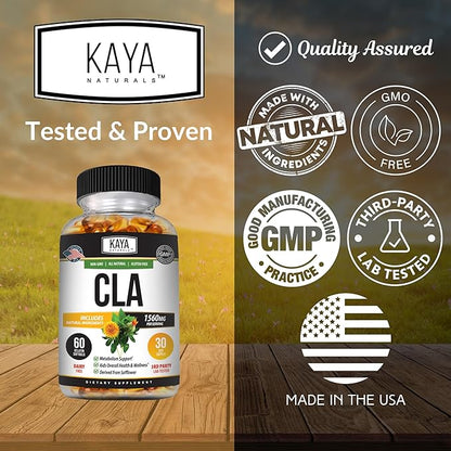 Kaya Naturals CLA Capsules – Conjugated Linoleic Acid – Non-GMO & Gluten-Free (60 Count (Pack of 1))