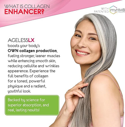 Powder Supplement for Women - with HMB Collagen Enhancer Plus Vitamin D3 with K2, Horsetail and Biotin for Lean Muscle and Stronger Hair and Nails - 30 Powder Packets, Cherry Limeade