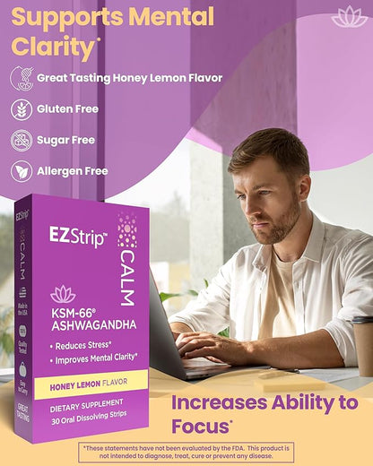 Calm – KSM-66 Ashwagandha Oral Strips. Stress Relief 30 Pk