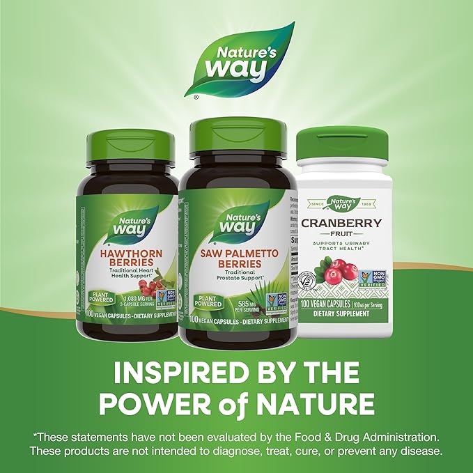 Nature's Way Saw Palmetto Berries, Traditional Prostate Support*, 585 mg per Serving, Non-GMO Project Verified, Vegan, 100 Capsules (Packaging May Vary)