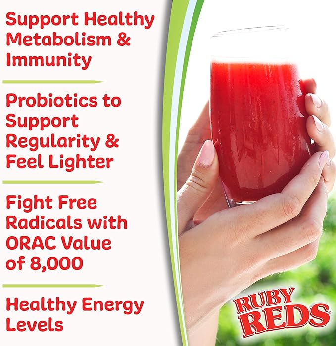 Ruby Reds | Delicious Reds Powder Fruit & Vegetable Supplement with Potent Vitamins, Minerals, Enzymes, Herbs, Nutrients and Probiotics for Overall Health 11 oz. (30 Servings)