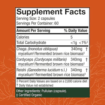 Host Defense Breathe* Capsules - Immune & Respiratory Support Mushroom Supplement - Herbal Lung Health Supplement with Chaga, Reishi & Cordyceps - 120 Capsules (60 Servings)*