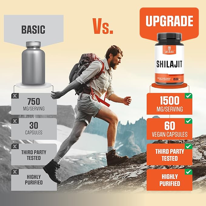 Extract 5:1 Shilajit Supplement 1500mg - Supports for Immune System, Energy Production, Brain Health & Overall Well-Being - 60 Capsules