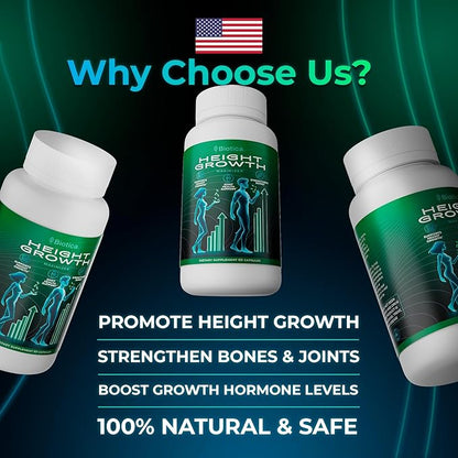 Height Growth Pills - Natural Hеight Growth Maximizer - Bone Up Calcium Supplement - Growth Factor Support, and Stature Development - Advanced Formula of Grow Pills