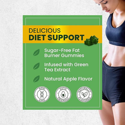 Nobi Nutrition Green Tea Fat Burner Gummies for Weight Loss | Metabolism Boost & Appetite Suppressant with Green Coffee Bean and Garcinia Cambogia | Pills to Burn Belly Fat for Women & Men