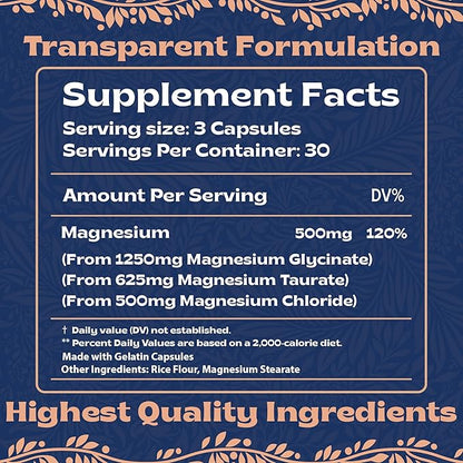 Natural Sleep Aid Magnesium Complex Bundle - Premium Sleep Support Supplement and Magnesium Supplement - One Month Supply, Made in The USA