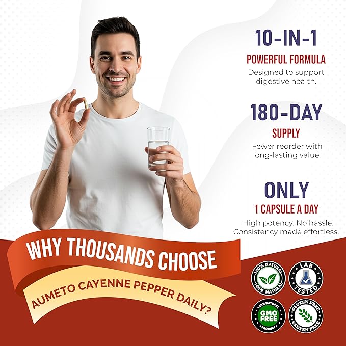 Cayenne Pepper Capsules - Ultra Complex with Cinnamon, Ginger, Cardamom, Hawthorn Berry - Support Digestion, Circulation & Overall Wellness (180 Count (Pack of 1))