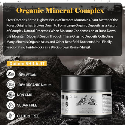 Shilajit Pure Himalayan Organic Shilajit Resin - Shilajit Supplement - Gold Grade 100% Pure Shilajit with Fulvic Acid & 85+ Trace Minerals Complex for Energy & Immune Support - 50 Grams