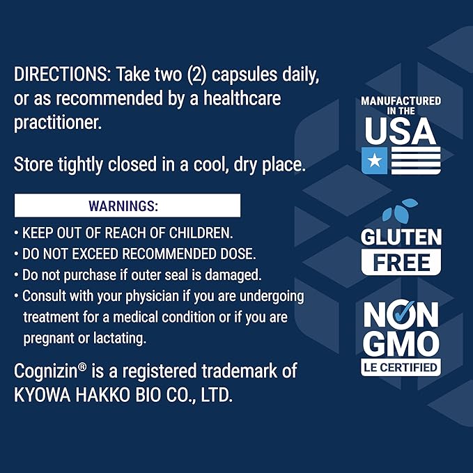 Life Extension Citicoline (CDP-Choline) - Citicoline Supplement for Brain & Cognitive Health, Focus, Attention, Memory Function - Non-GMO, Gluten Free, Vegetarian - 60 Capsules