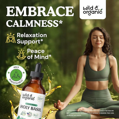 Wild & Organic Bacopa Tincture 4 fl oz & Holy Basil Tincture 4 fl oz