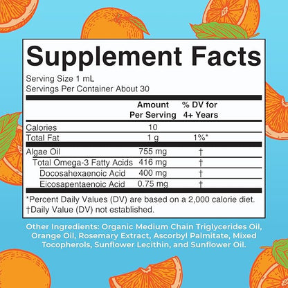 MaryRuth Organics Omega 3 Liquid Drops | 400mg DHA Per Serving | Omega 3 Supplement for Immune Support | Overall Health | for The Whole Family | 1oz