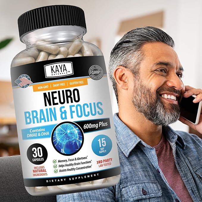 Kaya Naturals - Neuro Brain for Memory & Focus - Nootropic Energy Capsule - Nootropic Brain Support Supplement - Focus & Concentration & Learning Accuracy - Cognitive Function - 30 Count